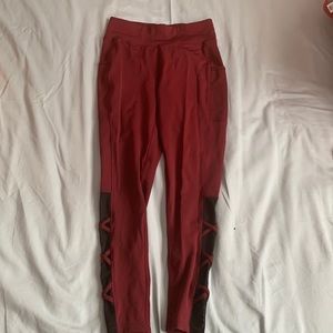 PopFit Maroon Leggings with Pockets